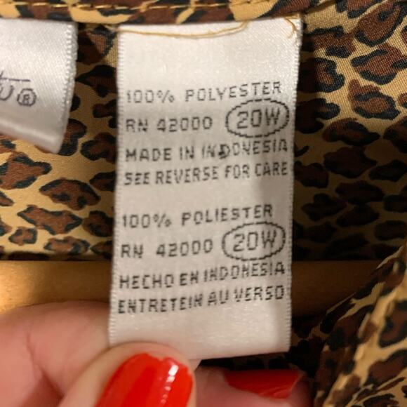 VTG Jacyln Smith Cheetah Print Double Button Tunic Top Sz 20W Mobwife Flawed - Picture 6 of 9